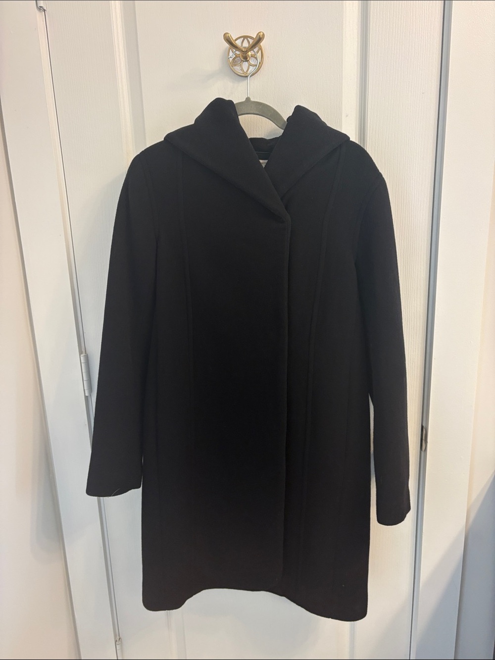 Aritzia Black Wool-Blend Pea Coat